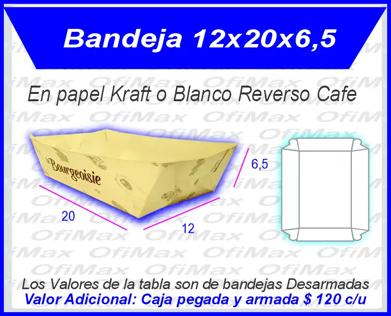bandejas de carton ecologicas para comidas rapidas 12x20x6,5, Bogota, Colombia